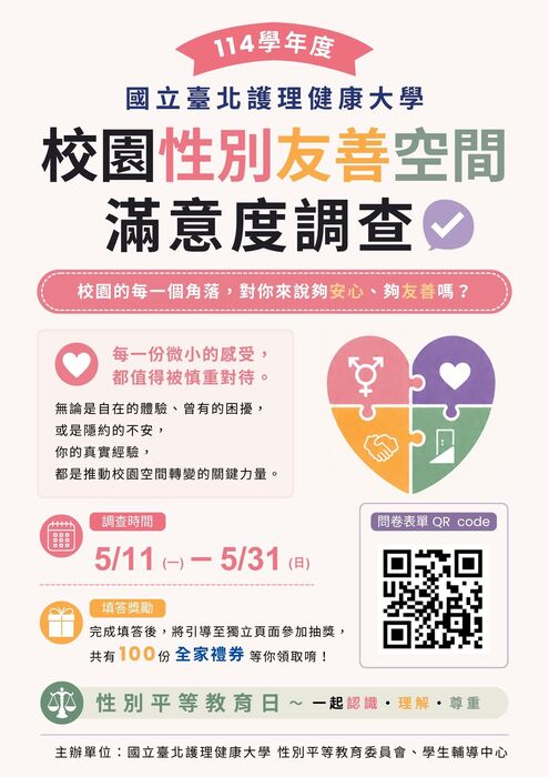 【114學年度 校園性別友善空間滿意度調查】圖片